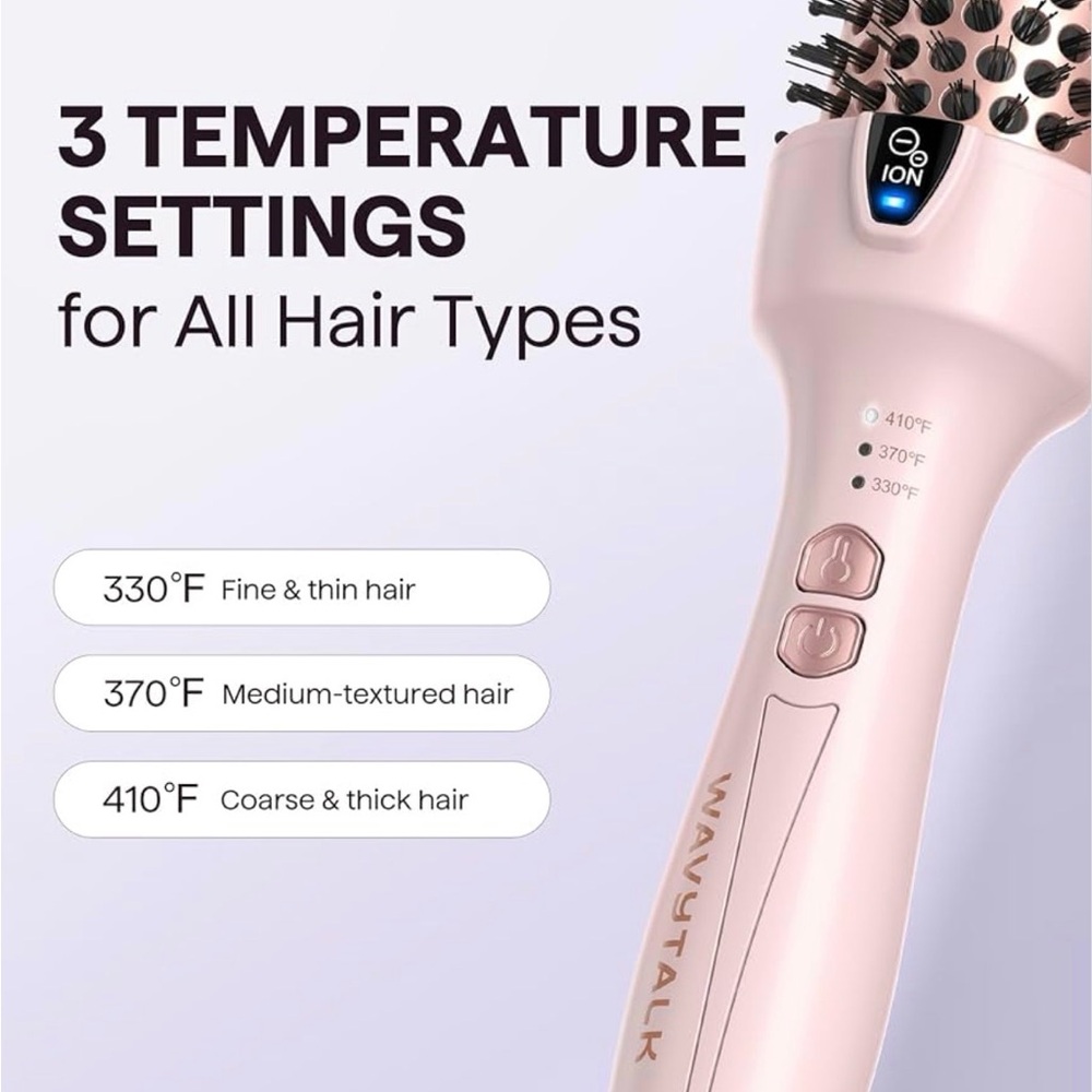 NWT Wavytalk 1.5” Thermal Brush Rose Gold Blowout Ionic Round Brush - Picture 9 of 15